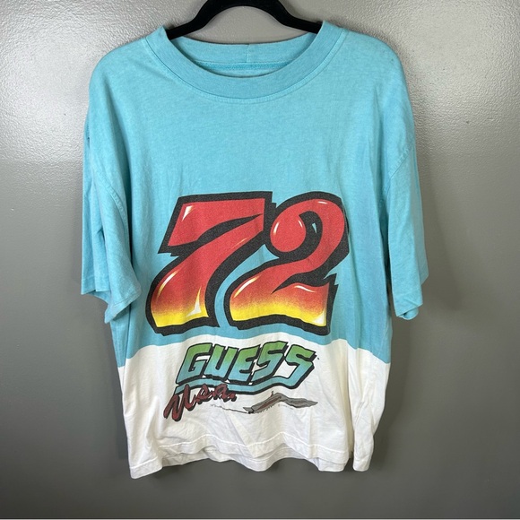 Vintage 90s 1995 Guess USA 72 Boat Graphic Shirt Size Medium - Picture 1 of 7